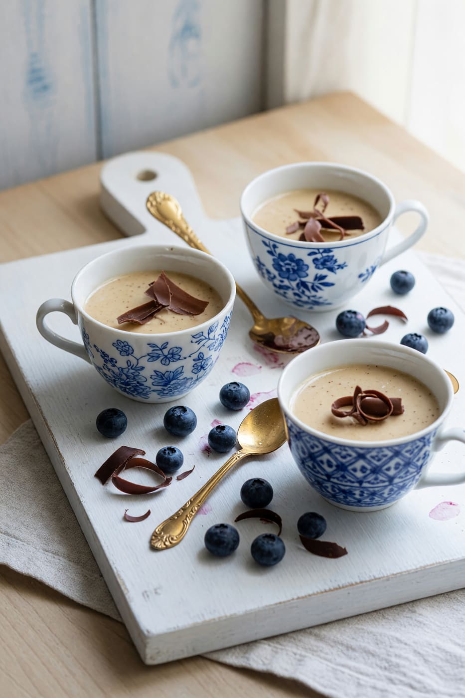 Desserter i vintagekoppar med blåbär